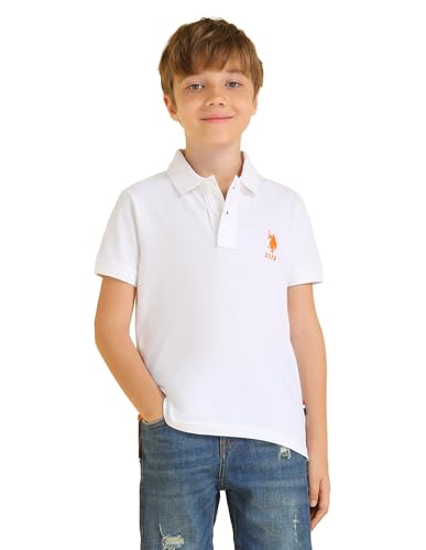 Image of U.S. Polo ASSN. Knitted Boys Polo T-Shirts - Soft Cotton Fabric, Ribbed Polo Collar, Regular Fit T Shirt for Kids