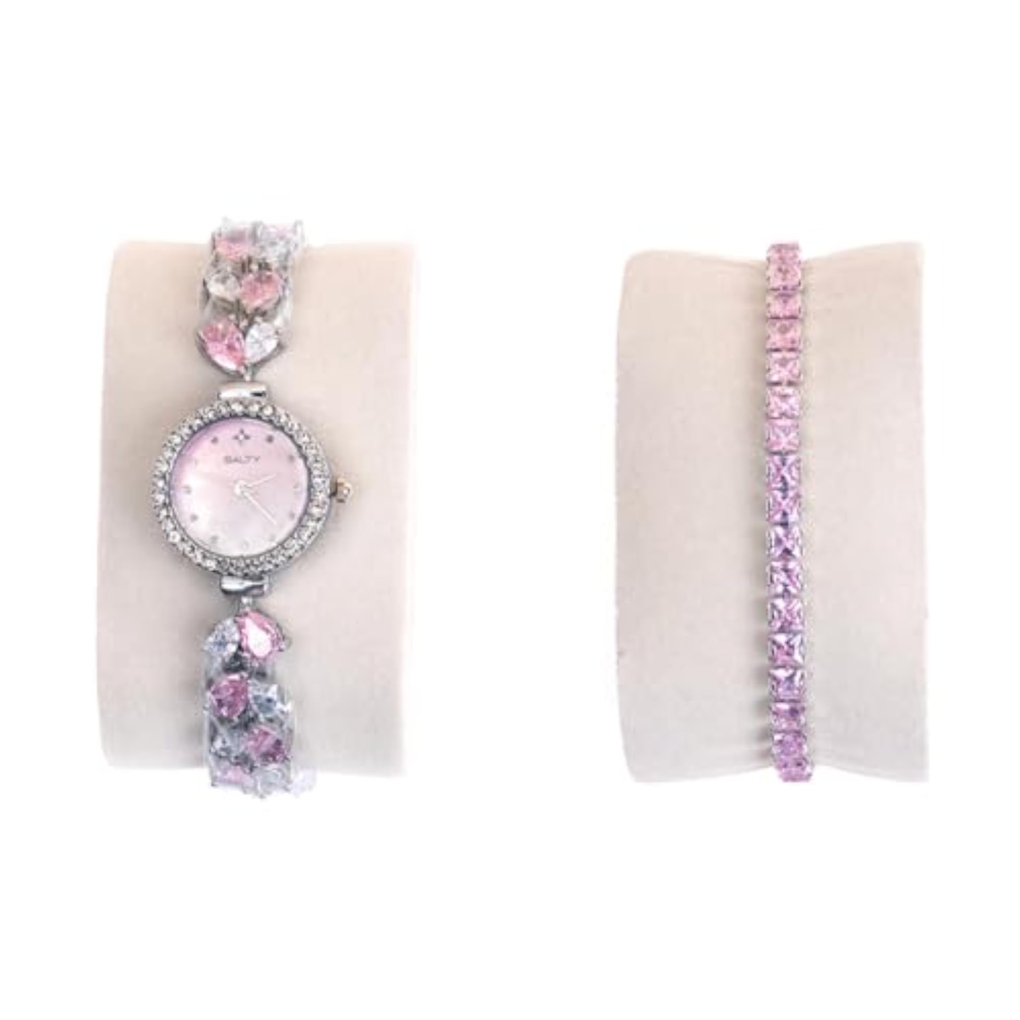 Stylish Crystal Studded Watch Bracelet Stack for Women & Girls