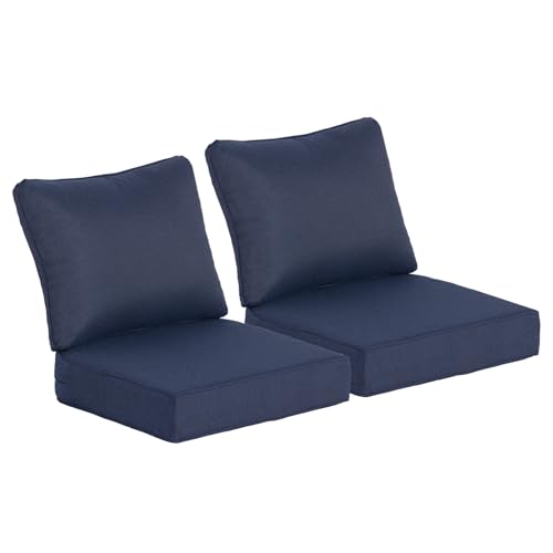 Localive 24x24 Inch Outdoor Deep Seat Cushions Set of 2, Curved Cushion Cover, Flat Thick High-Density Foam, Water-Resistant, Piped Edges & YKK Hidden Zipper for Patio Furniture,Midnight by Localive - Used condition - Image 2