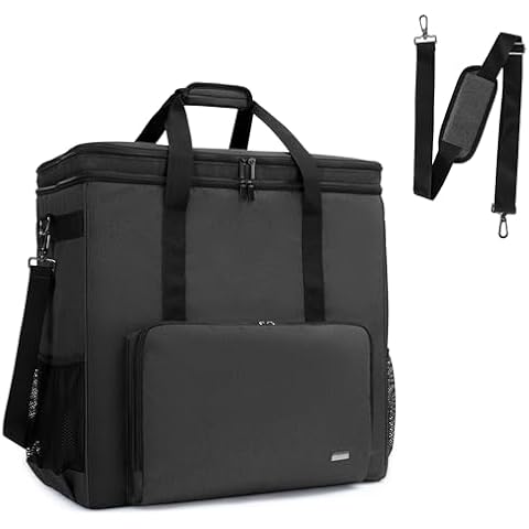 CURMIO Double-Layer PC Carrying Case, Desktop Computer Travel Bag for PC Chassis, Keyboard, Mouse and Headphone, Bag Only, Black Cover