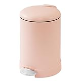 Glad Kleiner Mülleimer, rund, Edelstahl, mit sanft schließendem Deckel und Trittpedal,...