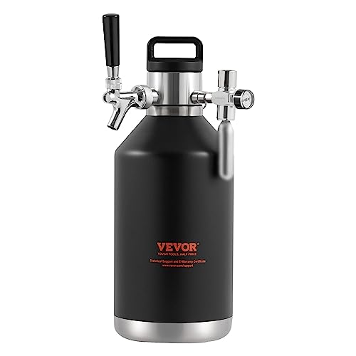 VEVOR Bierzapfanlage Mini Bierfass Bierbraugerät 4 L, Tragbares Druckfass-Set Doppellagige Edelstahlschicht Growler System Einstellbarer Hahn 27 ℃, Fassbier Hausbrauerei Frisch und Kohlensäurehaltig