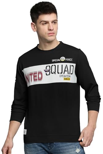 Image of SHOWOFFFF Men Typography Pullover Sweatshirt | Round Neck Full Sleeves Cotton Sweatshirt's for Mens | Regular Fit Regular Length Sweatshirts for Men's