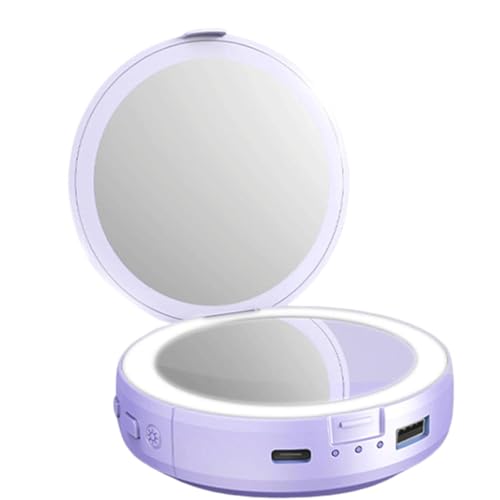 OZLMBERN Specchio per Trucco a LED Specchio per ritocco con scaldamani Portatile Leggero Specchio per Trucco Multifunzionale Power Bank