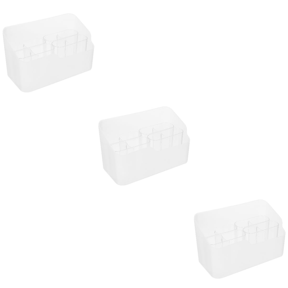3 Sätze Makeup Organizer mit Abnehmbaren Fächern Großer Kosmetik Aufbewahrungskoffer für Badezimmer Schminktisch Weißes Design für Make Up und Schreibwaren Platzsparend und