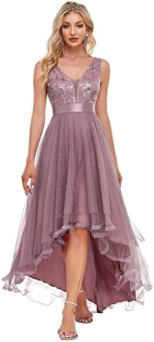 Ever-Pretty Women's Lace Floor-Length Wedding Party Gowns Tulle Evening Party Gowns Orchid US16
