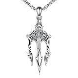 JBAERD Men's 925 Sterling Silver Trident Necklace - Masculine Powerful Pendant - Gift for Him