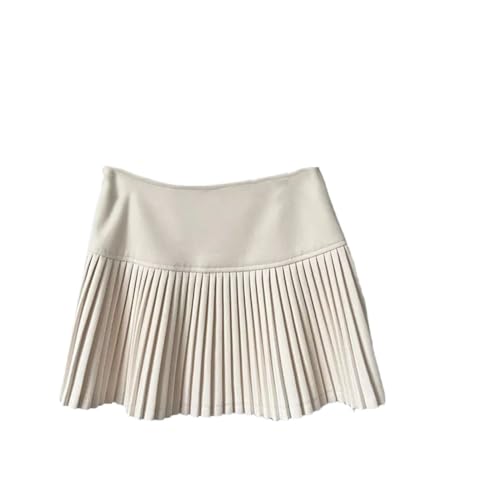 Women Straight A-Line Woolen Pleated Skirt Summer High Waist All-Match Mini Skirts