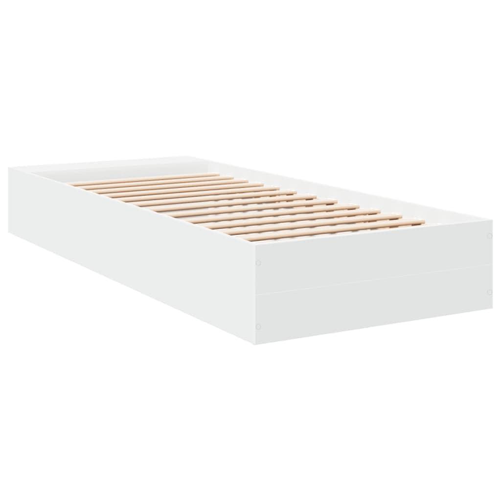 vidaXL Giroletto Bianco 100x200 cm in Legno Massello, Letto, Letto Singolo, Letto con Contenitore, Rete Letto, mobili Camera da Letto