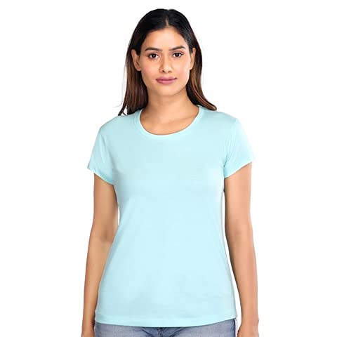 Basic Cotton T-Shirt Casual Aqua Blue 