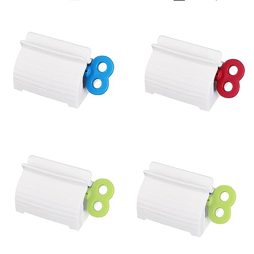 GYWHOOFT 4 Pezzi Spremi Tubi di Plastica Tube Squeezer,Rolling Tube Squeezer Spremitubetti in Plastica, Spremi Dentifricio Manuale per Tubetti Dentifricio, Pittura, Crema (Rosso, Verde, Blu)