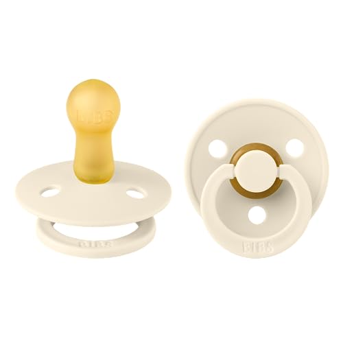 Image of BIBS Pacifiers | Natural Rubber Baby Pacifier | Set of 2 BPA-Free Soothers | Made in Denmark | Ivory | Size 6-18 Months