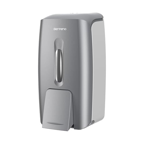 Image of Commercial Soap Dispenser Wall Mount Manual Pump Hand Soap Dispenser 800ml Gel Liquid Hand Sanitizer Dispenser Self Adhesive for Home Bathroom (Silver)