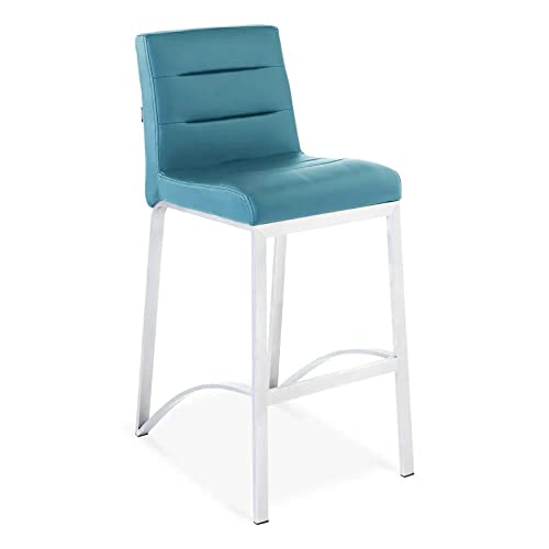 Zuri Furniture Lynx Counter Height Contemporary Bar Stool With Metal Base - Teal #TOP2