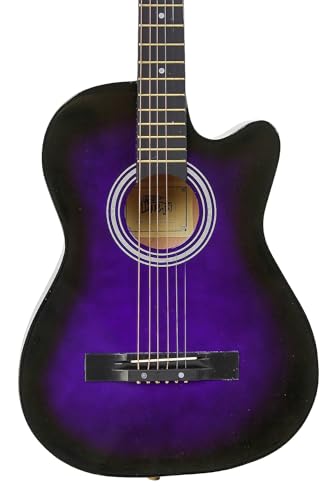 Image of Intern 38 Inch Acoustic Guitar for Beginners with Bag, Strap, Strings, Picks & String Winder | Cutaway Design | Steel String Guitar for Kids & Adults. (Purple)