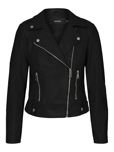 Chaqueta VERO MODA VMKERRIULTRA negra, manga larga, cuello biker