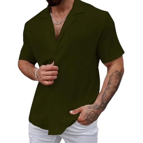 Image of COMBRAIDED Men's Regular Fit Cotton Blend Shirts | Half Sleeve Solid Pattern | Casual Wear for Everyday Style