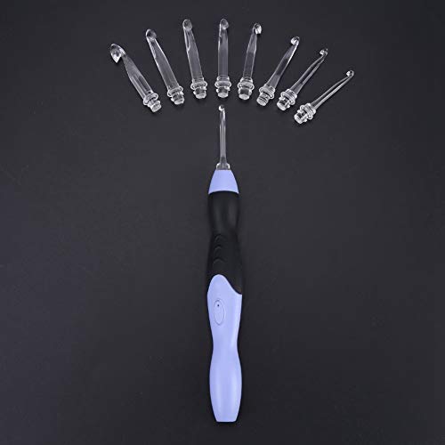 Conjunto de agulhas de crochê, ferramenta de tricô com luz LED recarregável por USB, pontas substituíveis, roxo 2,5  6,5 mm
