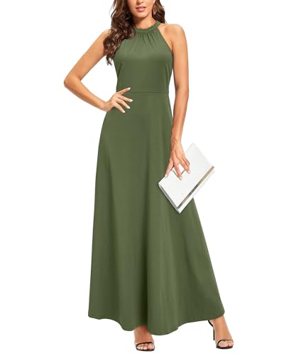Image of STYLEWORD Women's Summer Floral Halter Maxi Dress Vacation Semi Formal 2026