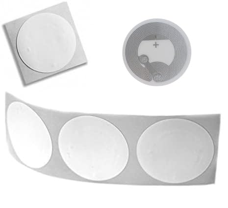 White 25mm Circular NTAG 213 Contactless NFC RFID 13.56MHZ Stickers (50)