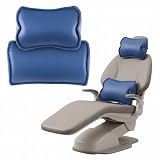 EUSONYSU Memory Foam Neck Headrest Lumbar Cushion Set, Dark Blue Microfiber Leather Neck Waist Support Pillows...