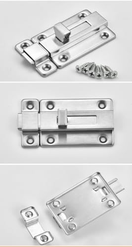 YUOIP® Door Lock Gate Bolt 3" Stainless Steel Door Latch Gate Latch Sliding Bolts for Bathroom Loft Hatch Pet Gate (Stainless Steel Screws) - Image 7