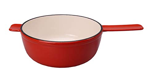 Kisag Fondue Caquelon Gusseisen Fonduetopf Käsefondue rot Kachel 20 cm 2,0...