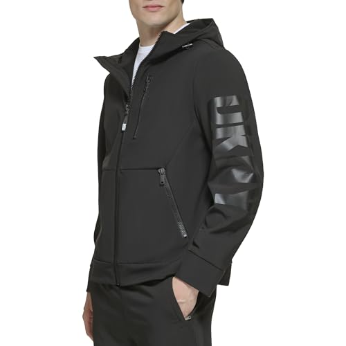 Image of DKNY Men's Hooded Logo Softshell Jacket