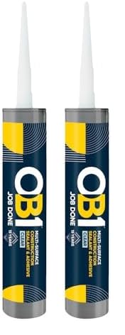 OB1Clear Multi-Surface Construction Sealant & Adhesive - Hybrid Technology - Excellent Chemical Resistance - Water Resistant - Weather Resistant - Food Safe - 290ml (Pack of 2)