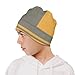 Binienty Gray Yellow Childrens Beanie Hat for Boys Girls Fashion Winter Knit Hat for Youth Kids, Unisex Comfort Kids Snow Hat Cold Weather Sportswear