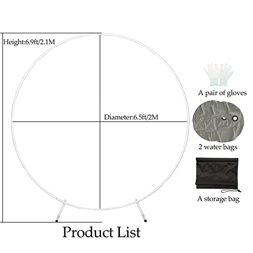 Round Backdrop Stand Circle Arch, 6.5Ft White Aluminum Balloon Arch Kit For Party Decoration Wedding Arch Flower Ring Stand Harfirbe #TOP1