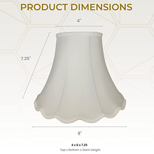 Image of Royal Designs, Inc. Scalloped Bell Designer Lamp Shade, DSO-83-8WH-2, 4 x 8 x 7.25, White, Pack of 2