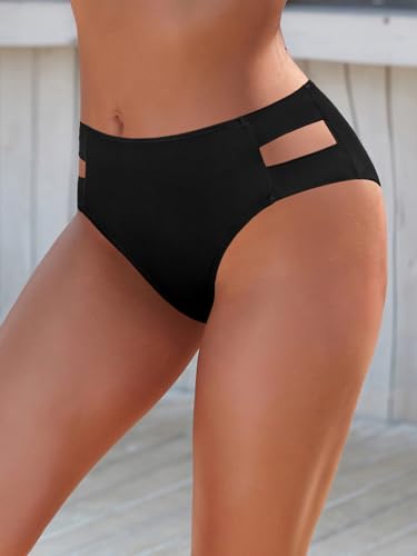 SHEKINI Swimsuit Bottoms for Women High Waisted Tummy Control Bikini Bottom Hollow Out Bathing Suit Briefs4