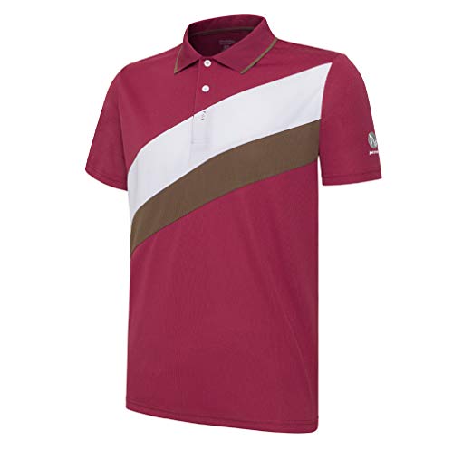 JUTONHDL Men s Short Sleeve Polo Shirt Wicking UPF+50 Performance Patchwork Contrast Color Golf Shirt Red White Large
