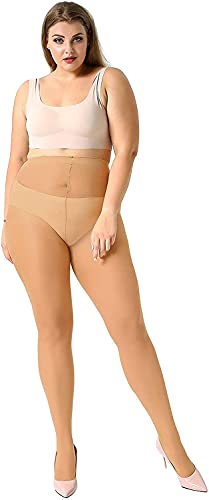 MANZI 4 Pairs Plus Size Pantyhose for Women 20 Denier Sheer Stocking2