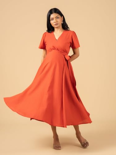Image of The Mom Store Maternity and Nursing Wrap Dress for New Mom | Pre and Post Pregnancy Wear for Womens | Trendy Stylish Printed Friendly Dresses for Women | Comfortable