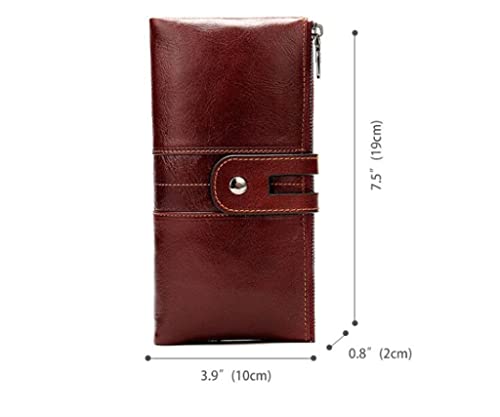 Leather Wallet Bi-Fold Zipper Long Wallet Travel Men's Wallet Cash Mobile Passport (A3