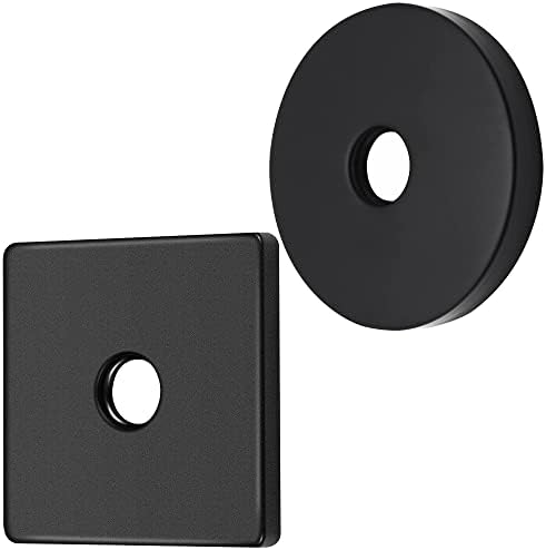 3.5 Inch Large Shower Arm Flange (Square + Round) Matte Black | Universal Extra Large Replacement Escutcheon Cover Plate, Fits Standard 1/2" shower Pipes