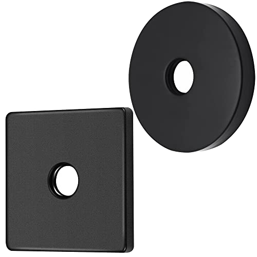 3.5 Inch Large Shower Arm Flange (Square + Round) Matte Black | Universal Extra Large Replacement Escutcheon Cover Plate, Fits Standard 1/2" Shower Pipes #TOP3