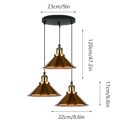 Plafonnier lanterne rétro industriel à triple tête noire et douille E27 décorative