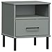 QZZCED Industrial Bedside Cabinet with Drawer and Shelf, Solid Pine Wood Nightstand with Metal Legs for Bedroom Storage Gray, 13.8 x 15.7 x 18.3 in
