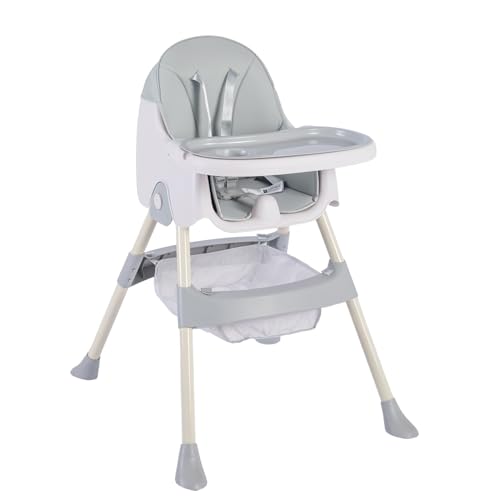 K IKIDO Trona infantil, silla de comer para bebés, plegable y ajustable, para 6 meses a 3 años (15 kg), con tablero y bolsa de almacenamiento (pesimista)