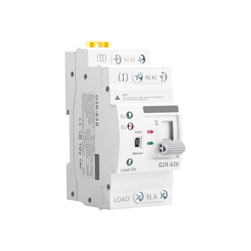 ATS Interruptor de Transferencia Automática 2P 6-63A 220V Dual Power Automatic Transfer Switch Fotovoltaico Doble Alimentación para Instalaciones Domésticas e Industriales
