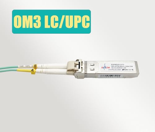 Image of Elfcam - 2 Pack 25G SFP28 SR 850nm Transceiver Module, Compatible with Cisco 25GBASE-SR, 850nm, 100m DOM LC /UPC Duplex Multimode MMF, Pack of 2