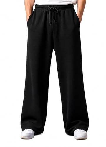 Image of Men's Baggy Track Pants | Oversized Cotton Joggers with Elastic Waistband, 2 Side Pockets & One Zipper Pocket | Relaxed Fit Streetwear, Gym & Casual Wear