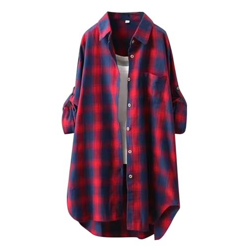 Chemise à carreaux mi-longue coupe ample et fluide pour un style polyvalent