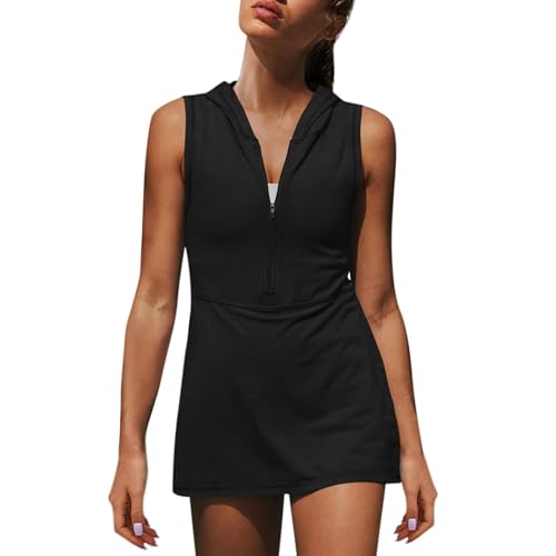 Robe de tennis coupe trapèze exclusive à capuche et demi-zip