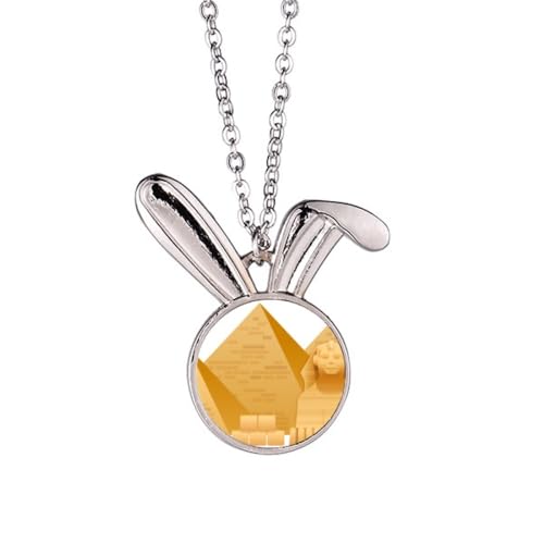 Collier lapin et sphinx égyptien pendentif mystique pour un style quotidien unique