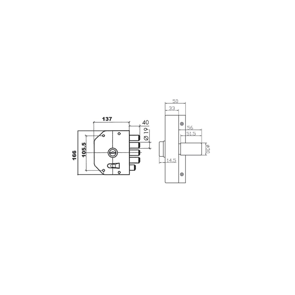 AERREGI SERRATURA PER PORTA PORTONCINO BLINDATO 137X166 mm COMPLETA DI TRE CHIAVI | SERRATURA A DOPPIA MANDATA MEZZO GIRO