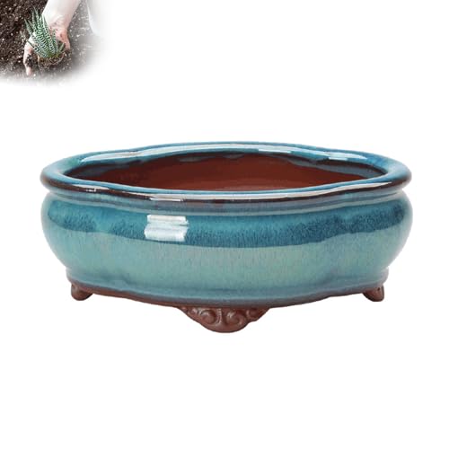 Ceramic Planter Pots, Handmade Succulent Plant Pots with Drainage Hole, Mini Bonsai Flower Pot, Breathable Clay Pot for Indoor Plants, Home Decor Planter for Living Room Bedroom Balcony Decor